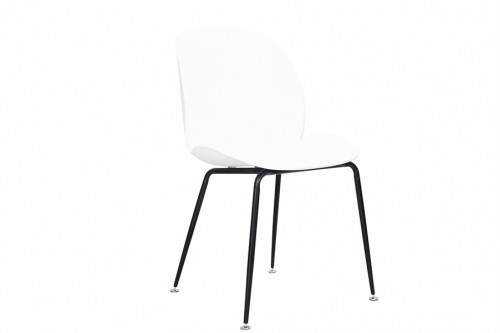 Krzesło 4 sztuki INGO białe metalowe nogi czarne mat - 400zł za komplet 4szt!